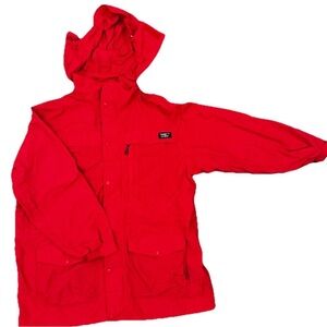 Vintage L.L. Bean Mens Tall XL Red Hooded Outdoor Jacket Windbreaker Full Zip